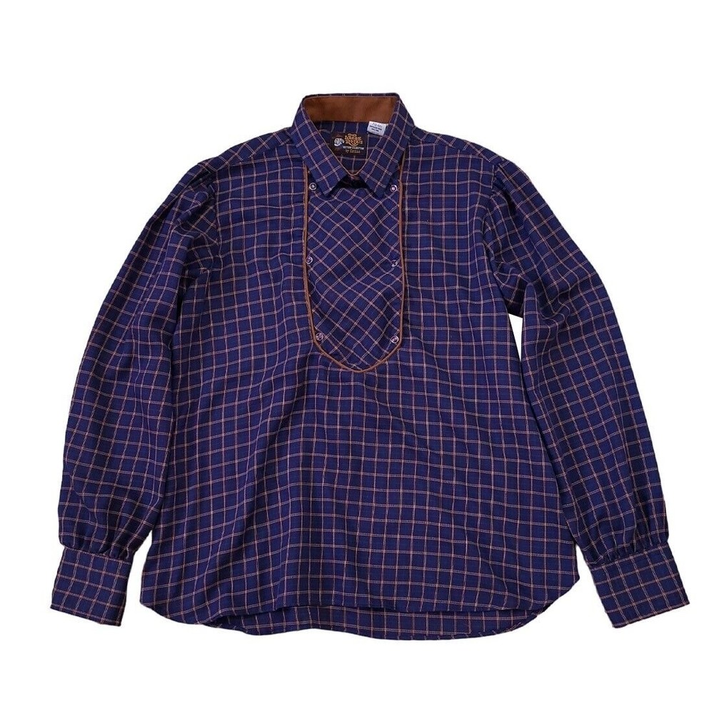 Vintage Kenny Rogers Western Collection Women Size L-XL Rodeo Plaid Blouse Shirt